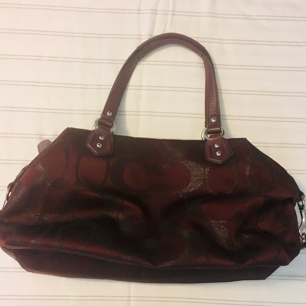 Coach Campbell Signature Metallic Belle Carryall Bag - Bordeaux - Picture 3 of 15